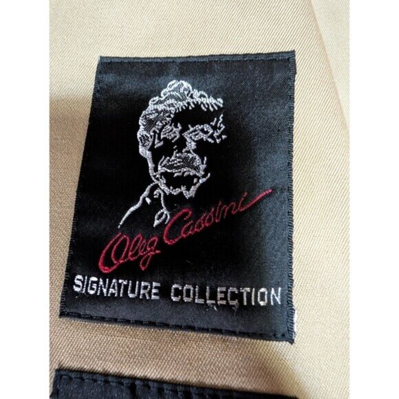 Vintage Oleg Cassini Men Tan Trench Coat 42R Removable Wool Lining Belted - Picture 3 of 16